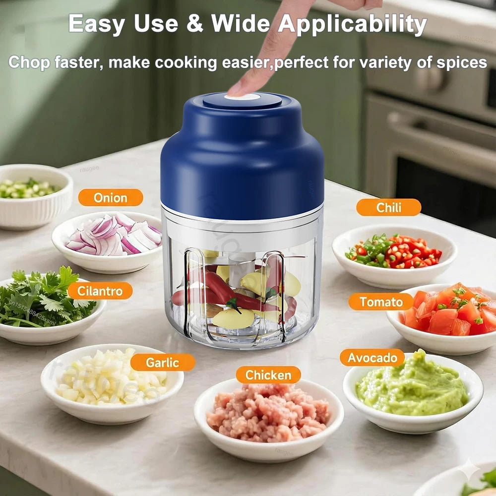 Mini Electric Food Processor Garlic Chopper Wireless Meat Vegetable Garlic Fruit Peanut Grinder USB Rechargeable Garlic Chopper
