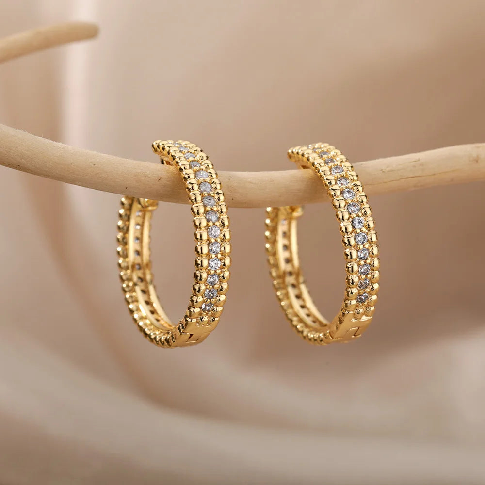 Round Hoop Earrings for Women Gold Color Stainless Steel Earrings 2026 Trend New Wedding Band Couple Jewelry Freeshipping Items