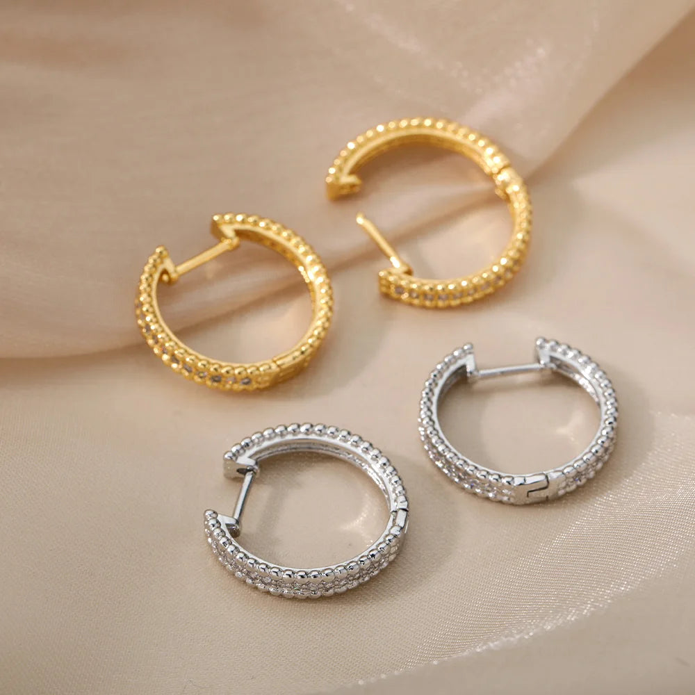 Round Hoop Earrings for Women Gold Color Stainless Steel Earrings 2026 Trend New Wedding Band Couple Jewelry Freeshipping Items