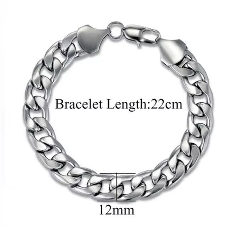 Men'S 316L Stainless Steel Male Bracelet Wholesale Gold Silver Color Braclet Chunky Cuban Chain Link Bracelet for Man Jewelry