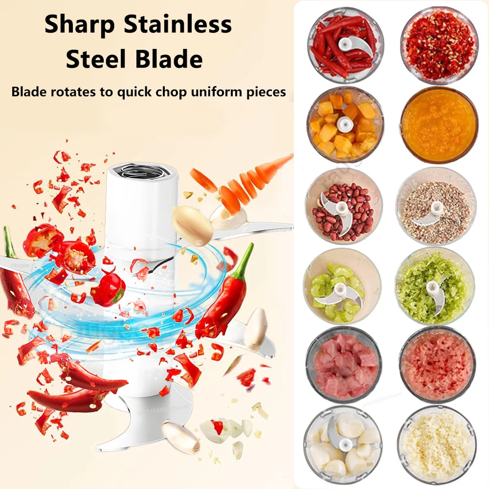 Mini Electric Food Processor Garlic Chopper Wireless Meat Vegetable Garlic Fruit Peanut Grinder USB Rechargeable Garlic Chopper