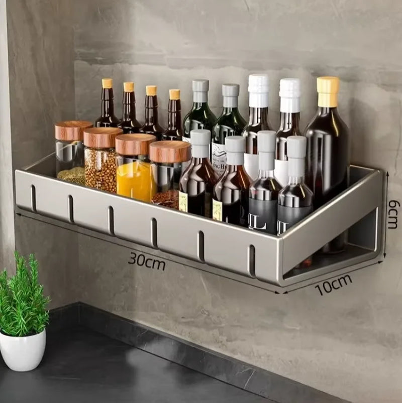 Wall Mounted Kitchen Condimenters Spice Rack Organizer Shelf Kitchen Storage Wall Shelf Organizers Hanging Hook Rack for Kitchen