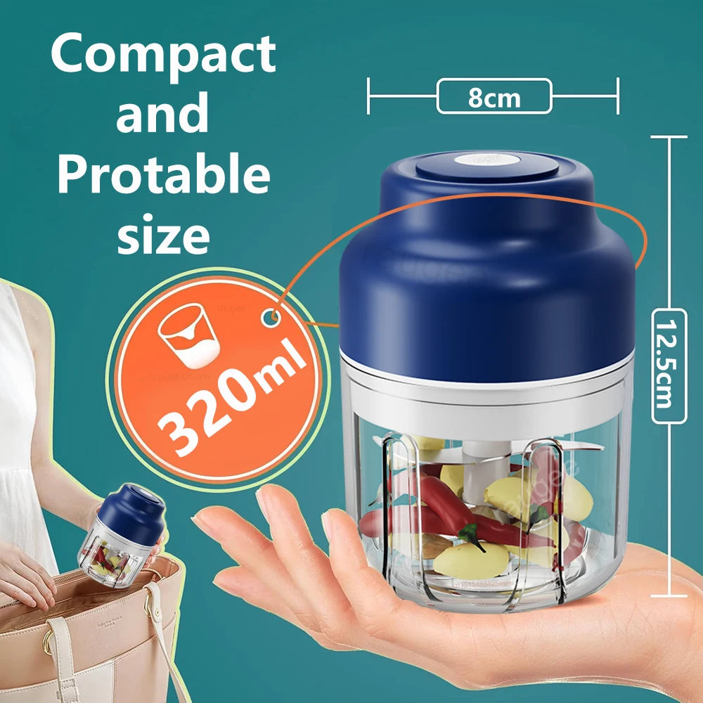 Mini Electric Food Processor Garlic Chopper Wireless Meat Vegetable Garlic Fruit Peanut Grinder USB Rechargeable Garlic Chopper
