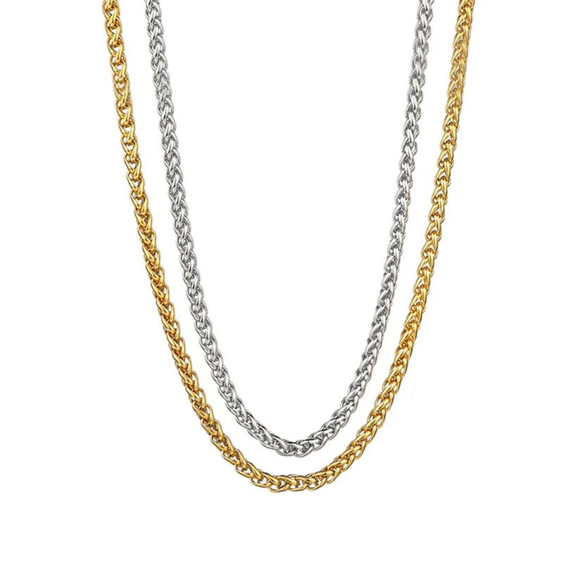 Stainless Steel Gold Chain for Men Women, Golden Stainless Steel Chain Necklace, Gold Color Vintage Collar Necklace Chokers