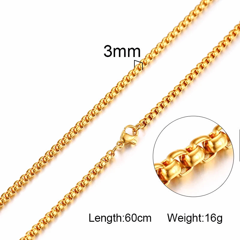 3Mm Men'S Stainless Steel Thick Golden Link Chain Necklace for Men Gift Boyfriend Dad Husband with 24Inch