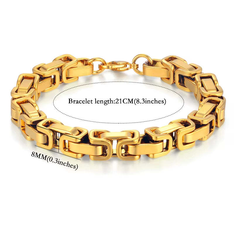 Men'S 316L Stainless Steel Male Bracelet Wholesale Gold Silver Color Braclet Chunky Cuban Chain Link Bracelet for Man Jewelry