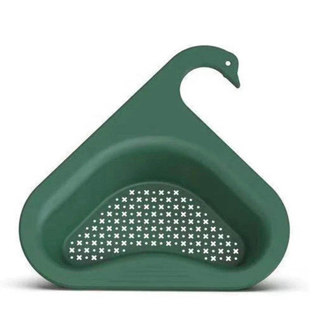 Kitchen Sink Drain Strainer Basket Leftover Garbage Filter Swan Shape Hanging Vegetable Washing Drainer Triangular Storage Rack