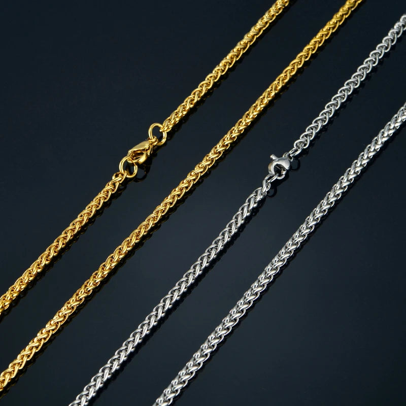 Stainless Steel Gold Chain for Men Women, Golden Stainless Steel Chain Necklace, Gold Color Vintage Collar Necklace Chokers