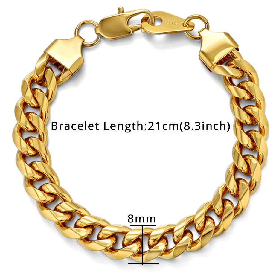 Men'S 316L Stainless Steel Male Bracelet Wholesale Gold Silver Color Braclet Chunky Cuban Chain Link Bracelet for Man Jewelry