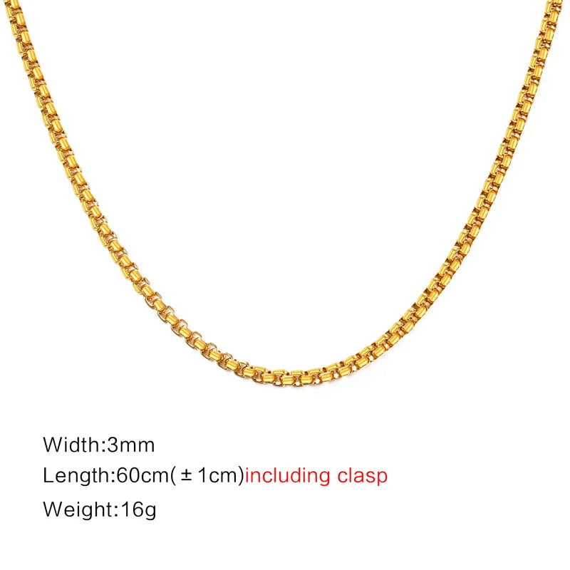3Mm Men'S Stainless Steel Thick Golden Link Chain Necklace for Men Gift Boyfriend Dad Husband with 24Inch