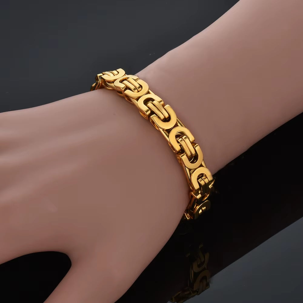 Men'S 316L Stainless Steel Male Bracelet Wholesale Gold Silver Color Braclet Chunky Cuban Chain Link Bracelet for Man Jewelry
