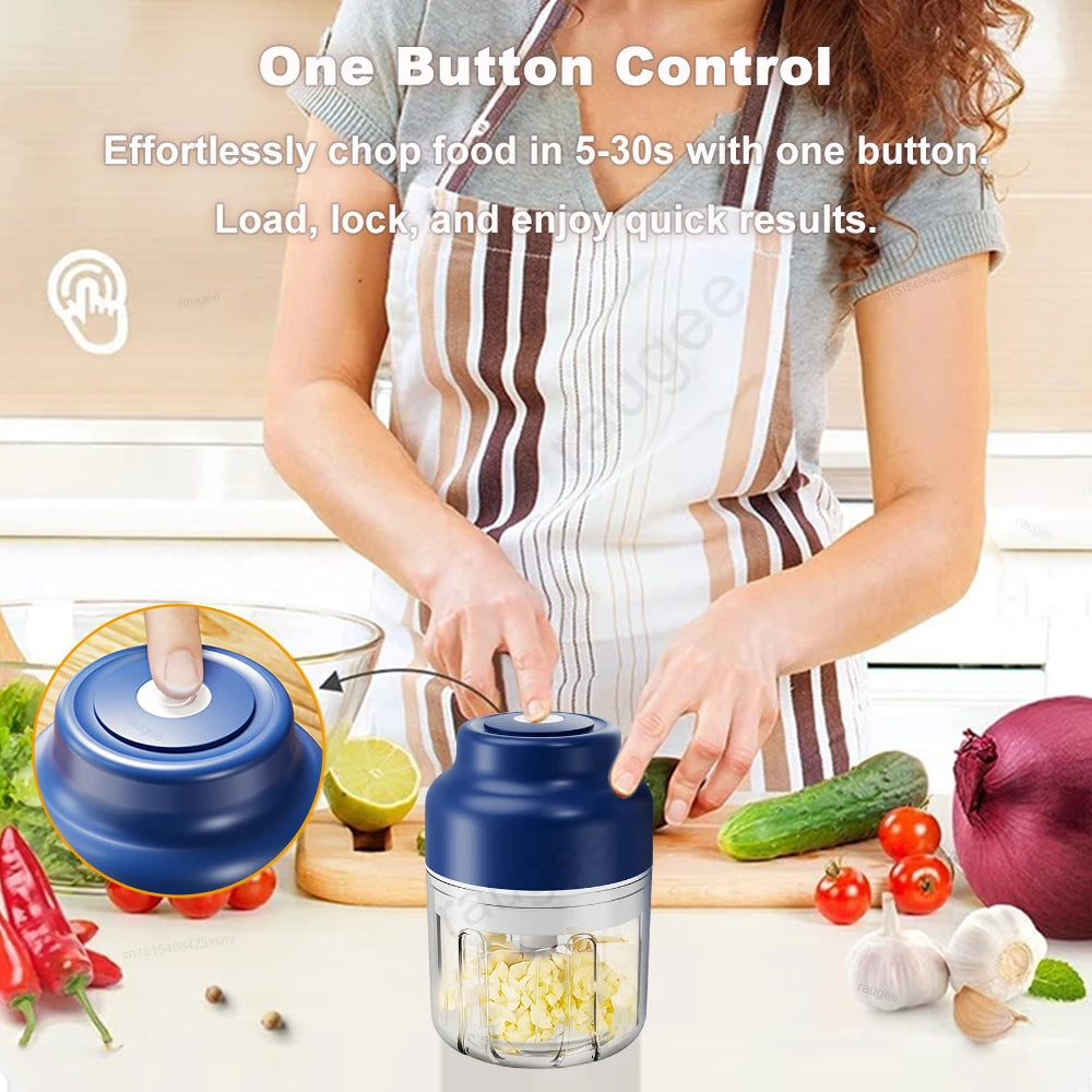 Mini Electric Food Processor Garlic Chopper Wireless Meat Vegetable Garlic Fruit Peanut Grinder USB Rechargeable Garlic Chopper