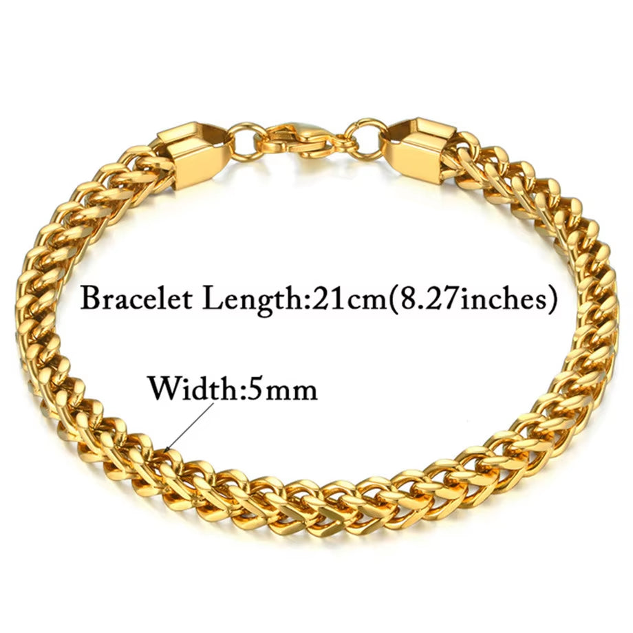 Men'S 316L Stainless Steel Male Bracelet Wholesale Gold Silver Color Braclet Chunky Cuban Chain Link Bracelet for Man Jewelry