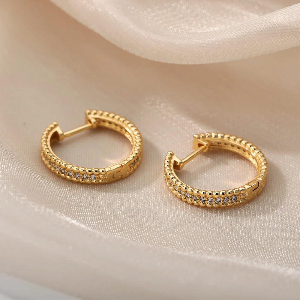 Round Hoop Earrings for Women Gold Color Stainless Steel Earrings 2026 Trend New Wedding Band Couple Jewelry Freeshipping Items